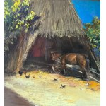 R.CARIGNANI, Barn with a horse - R. CARIGNANI