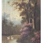 SCUOLA ITALIANA, Landscape with a lake, ducks, and figures