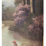 SCUOLA ITALIANA, Landscape with a lake, ducks, and figures