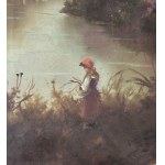 SCUOLA ITALIANA, Landscape with a lake, ducks, and figures