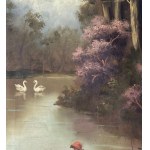 SCUOLA ITALIANA, Landscape with a lake, ducks, and figures