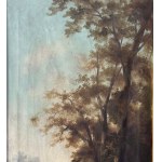 SCUOLA ITALIANA, Landscape with a lake, ducks, and figures