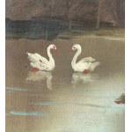 SCUOLA ITALIANA, Landscape with a lake, ducks, and figures