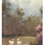 SCUOLA ITALIANA, Landscape with a lake, ducks, and figures
