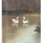 SCUOLA ITALIANA, Landscape with a lake, ducks, and figures