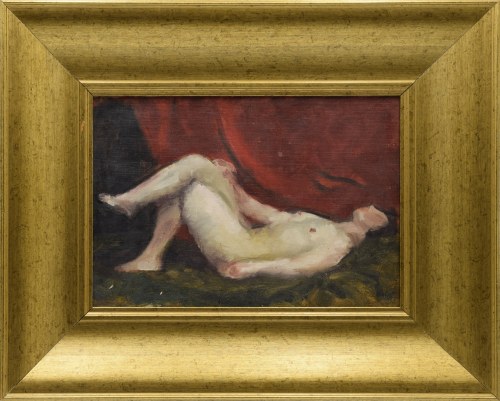 Wojciech WEISS (1875-1950), Akt na tle czerwonej draperii, 1918