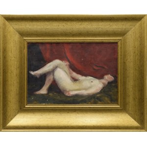 Wojciech WEISS (1875-1950), Akt na tle czerwonej draperii, 1918