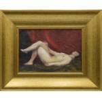 Wojciech WEISS (1875-1950), Akt na tle czerwonej draperii, 1918