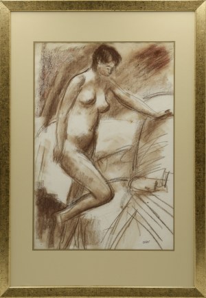 Wojciech WEISS (1875-1950), Modelka wchodząca na podium malarskie