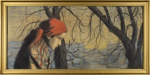 Witold RZEGOCIŃSKI (1883-1969), Wiejska dziewczyna w czerwonej chuście, 1902