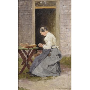 Mieczysław REYZNER (1861-1941), Kobieta przed domem, 1898