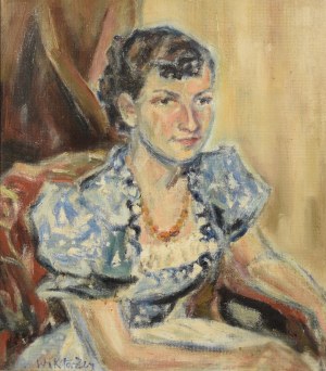 Wiktor ZIN (1925-2007), Portret kobiety w błękitnej sukni