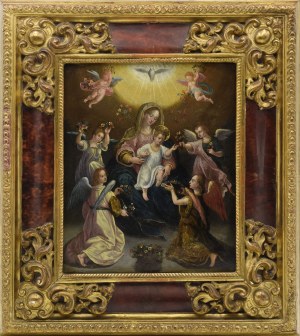 Malarz nieokreślony, k. XVII / pocz. XVIII w., Madonna z Dzieciątkiem i aniołowie