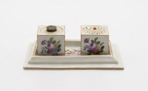 BARANÓWKA - Porcelánová manufaktura v Baranówce (založena 1804), Écritoire - kalamář a pískovec na podstavci