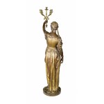 Emile GUILLEMIN (1841-1907), foundry Ferdinand BARBEDIENNE, Candelabra 5 candle with figure of a woman