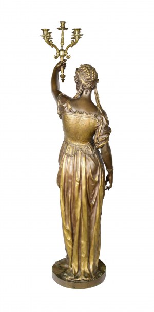 Emile GUILLEMIN (1841-1907), odlewnia Ferdinand BARBEDIENNE, Kandelabr 5-świecowy z postacią kobiety