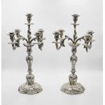 Pair of four-arm, five-light candelabra