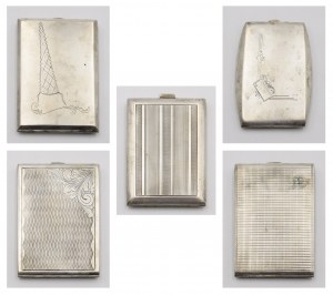 Set of 5 silver cigarette cases