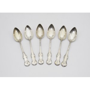 Teodor WERNER and Ska (heir of Malcz, company active until 1939), Set of 6 legume spoons with Jastrzębiec coat of arms