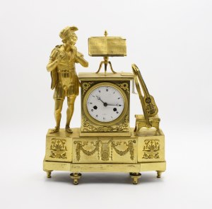Empire mantel clock with musician figure