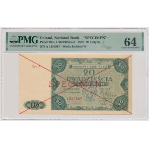 20 złotych 1947 - SPECIMEN - PMG 64
