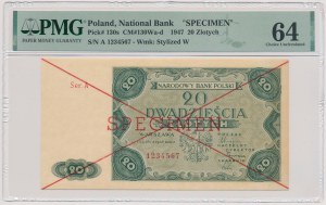 20 gold 1947 - SPECIMEN - PMG 64