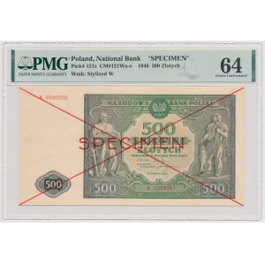 500 złotych 1946 - SPECIMEN - A 1234567/8900000