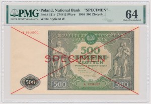 500 zloty 1946 - SPECIMEN - A 1234567/8900000