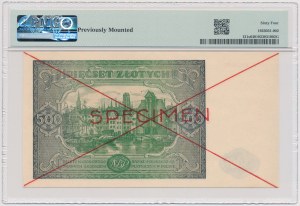 500 zloty 1946 - SPECIMEN - A 1234567/8900000