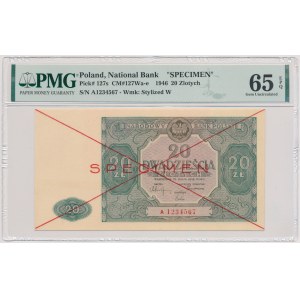 20 złotych 1946 - SPECIMEN - A 1234567