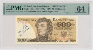 500 złotych 1974 - WZÓR - A 0000000 - No.0315 - RZADKOŚĆ