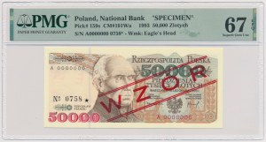 50,000 zloty 1993 - MODEL - A 0000000 - No.0758.