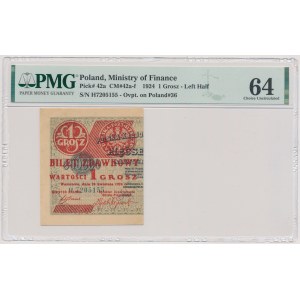 1 grosz 1924 - lewa połowa - H - RZADKI 1 litera serii