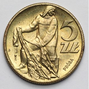 Próba MOSIĄDZ 5 złotych 1959 Rybak