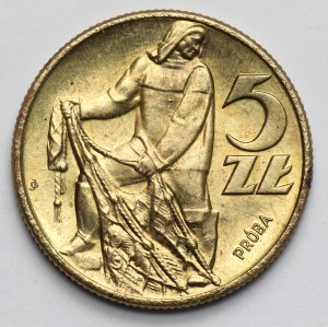Próba MOSIĄDZ 5 złotych 1959 Rybak