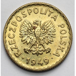 Próba MOSIĄDZ 1 złoty 1949 - PRÓBA nisko