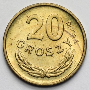 Zkušební mosazné 20 haléřů 1957