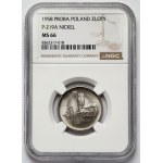 Próba NIKIEL 1 złoty 1958 - liście dębu