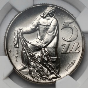 Próba NIKIEL 5 złotych 1959 Rybak
