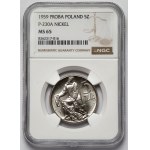 Próba NIKIEL 5 złotych 1959 Rybak
