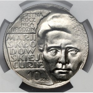 Próba NIKIEL 10 złotych 1967 Skłodowska - na wprost