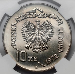 Próba NIKIEL 10 złotych 1972 Port w Gdyni - tło z deseniem