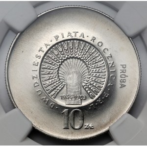 Próba NIKIEL 10 złotych 1969, 25. rocznica PRL - małe napisy
