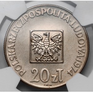 Próba MIEDZIONIKIEL 20 złotych 1974 XXX lat PRL