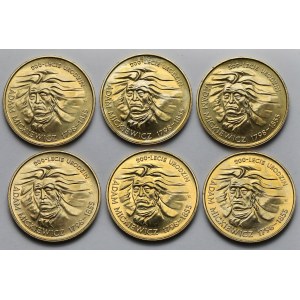 2 złote 1998 Adam Mickiewicz - pakiet (6szt)