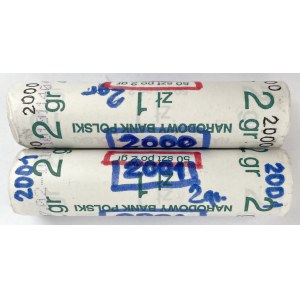 Rulony bankowe 2 grosze 2000 i 2001 - zestaw (2szt)