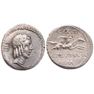 L. Calpurnius Piso Frugi, Denarius, 90 BC; AR (4,12 g; 18,2 mm; 2 h)