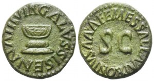 Augustus (27 př. n. l. - 14 n. l.), Quadrans, Řím, 5 př. n. l.; Æ (3,12 g; 16,4 mm; 12 h)