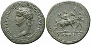 Nero (54-68), Sestercius, Řím, asi 63; Æ (28,21 g; 37,9 mm; 6 h)