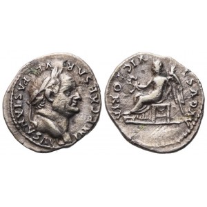 Vespasian (69-79), Quinarius, Rome, 75; AR (1,40 g; 15,2 mm; 6 h)